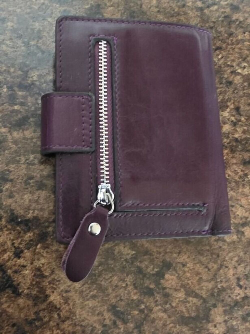 EUC Bostanten Women's Purple Eggplant Leather Snap Wallet WITHOUT ID Card Holder - Picture 5 of 5